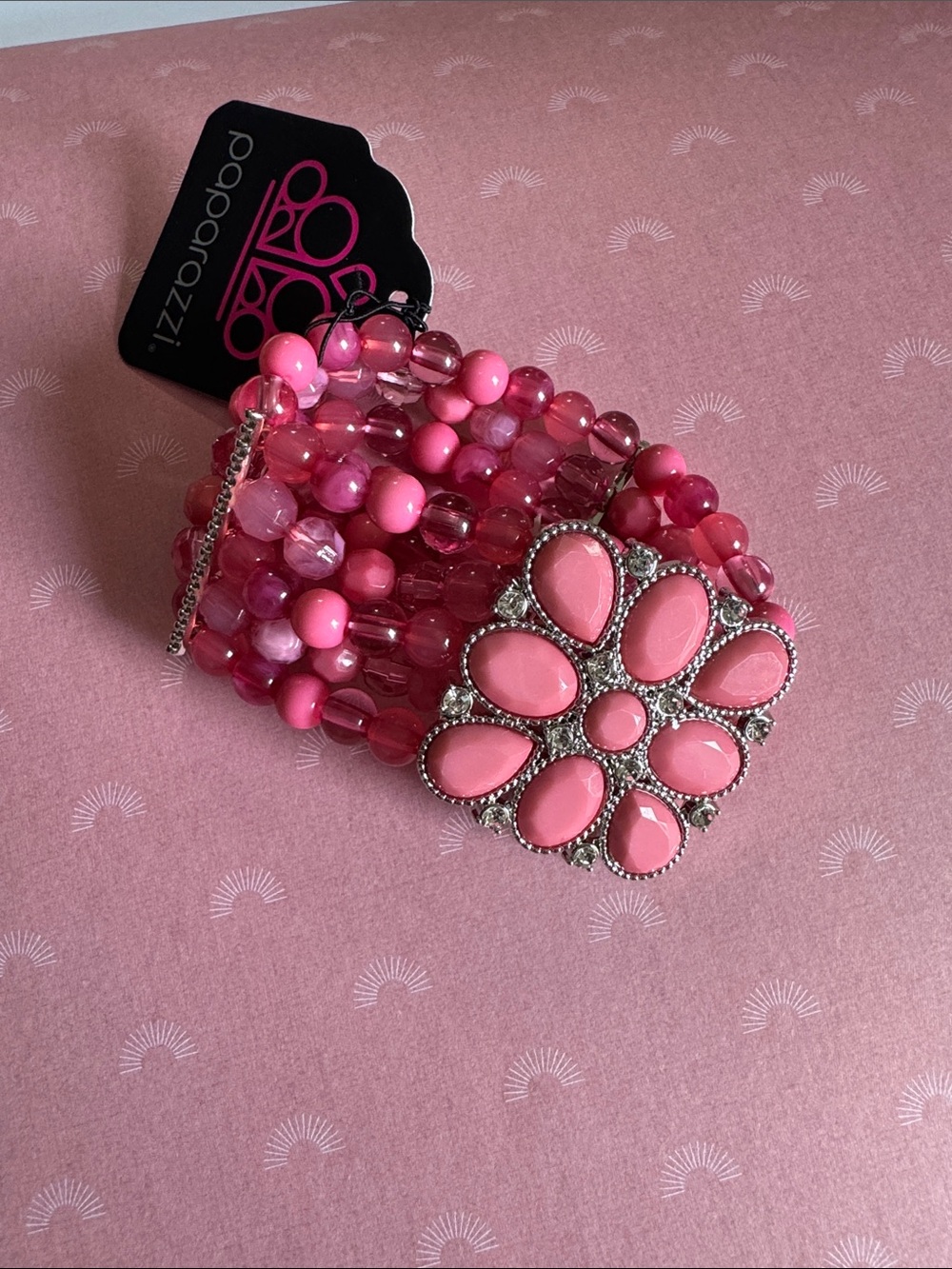 paparazzi Pink Multi-Strand Flower Medallion Bracelet